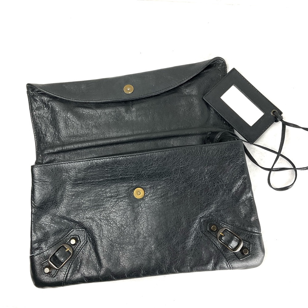 Balenciaga Black Classic Envelope Leather Clutch Bag - Picture 2 of 12